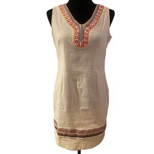 Joy & Co Sleeveless Embroidered Sheath Dress